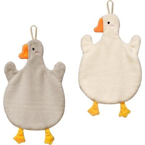 Set of 2 Hanging Hand Towels with Absorbent Hanging Loop in Coral Fleece for Bathroom - Soft and Thick Tea Towel (1/5)
