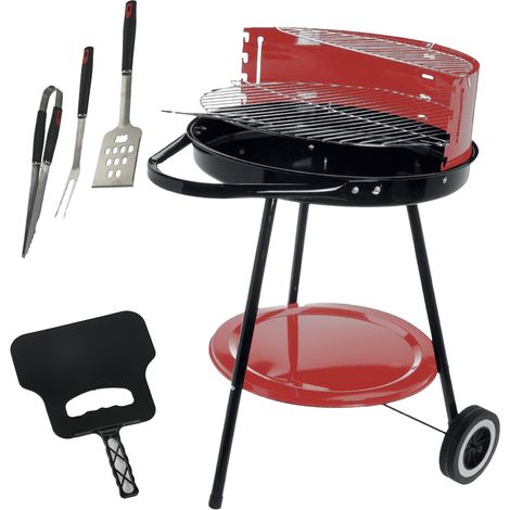 MAURY'S SET BARBECUE TONDO 4 POSIZIONI 55X75H CM + VENTAGLIO DA 32 CM + GRILL SET 3 UTENSILI 43 CM (1/5)