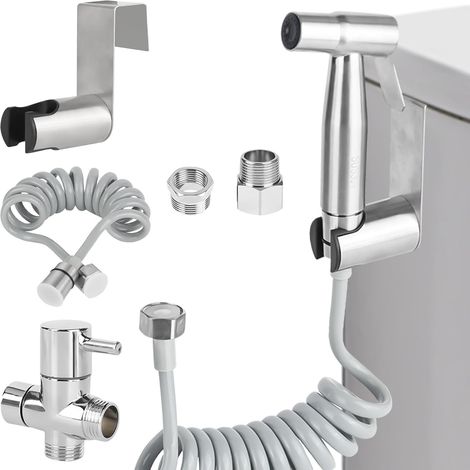Douchette Wc Kit Complet, Jet Toilette Wc Inoxydable, pour Wc, Hygiène Personnelle (G1/2''-3/8'') (A) (1/5)