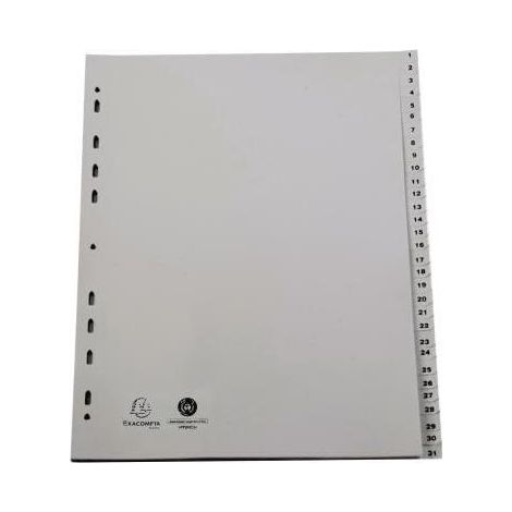 EXACOMPTA Zahlenregister Exacompta Forever® DIN A4 Überbreite 1-31 Polypropylen grau (1/3)