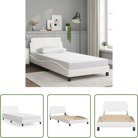 Kunstlederbett - Bettgestell "Dover" Weiß 100x200 cm Kunstleder (1/5)