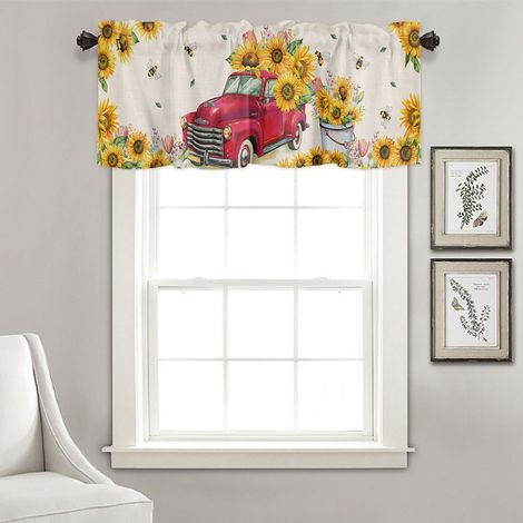 Kurze Gardinen mit Sonnenblumenmuster (1/3)