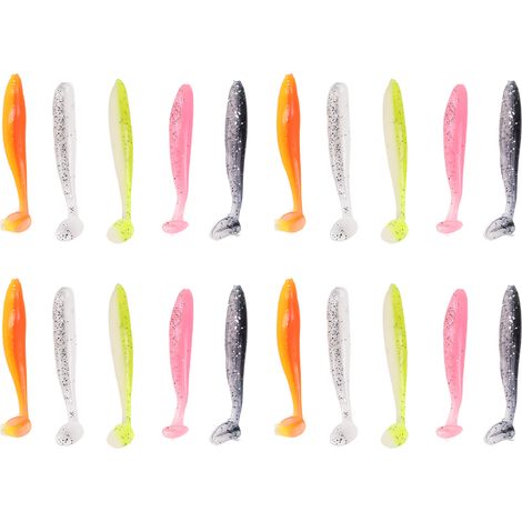 100 leurres de pêche souples réalistes en forme de pagaie, à reflets fluorescents, en caoutchouc, pour pêcheurs (1/5)