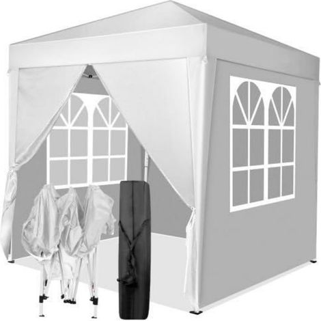 Faltpavillon 2x2m wetterfest höhenverstellbar mit Fenstern und Reißverschluss (1/5)