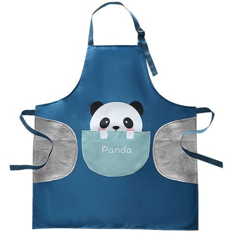 QORVA-Table de tablier de cuisine et housse de tablier résistant à l'eau pour s'essuyer les mains (Panda bleu) (1/5)
