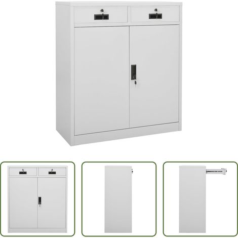 Aktenschrank - Büroschrank Hellgrau 90x40x102 cm Stahl (1/5)