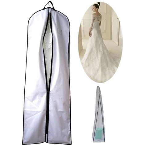 Housse robe de mariée tissu Oxford 600D, rangement voyage maison, anti-humidité poussière insectes, 183 x 65 x 25 cm (1/5)