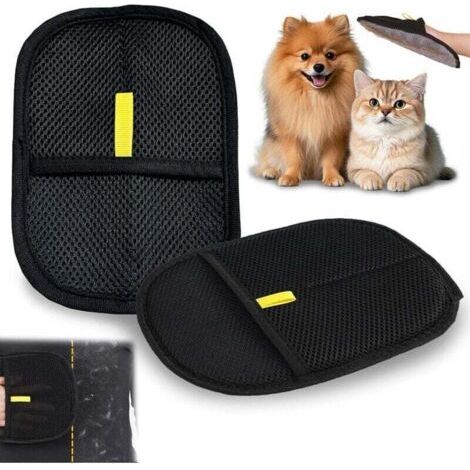 Pair 2 Pièces Gant Poil Chat, Double Face Brosse Poils Animaux, Réutilisable Brosse Anti Poils Animaux pour Lavage DémêLage Et Toilettage, Gant Brosse Chat pour Canapé Meubles Tapis Siège Auto (1/5)