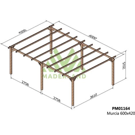 Pérgola de Madera Maciza Murcia (Maderland) - Gardeneas - 600 x 420 cm