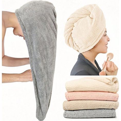 Set di 5 asciugamani in morbida microfibra per asciugare i capelli,per un'asciugatura rapida (1/5)