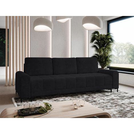 AX LIVING 3 sitziges Sofa Carrari Schwarzes Schlafsofa mit Bettkasten