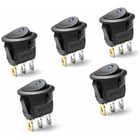 Pcs DC 20A 12V Rond Interrupteur à Bascule pour Voiture Bateau avec LED Bleu (1/4)