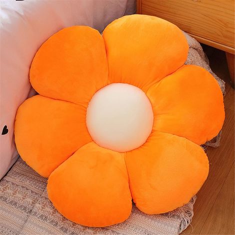 Coussin en peluche en forme de fleur - Coussin de sol - Coussin de chaise - Pour la maison et le jardin GROOFOO (Velours cristal,Orange,30cm)