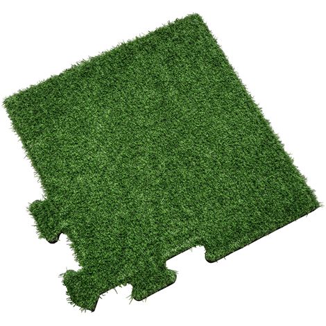 Dalle en caoutchouc avec couche supérieure en gazon artificiel 30 mm - 50x50 cm - système puzzle (angle de finition)