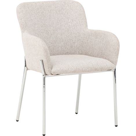 Chaise en Tissu Effet Lin "Vätö" 81cm Beige & Argent (1/5)