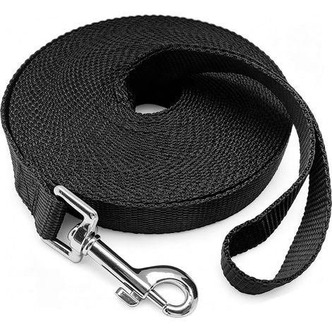 Longe pour Chien 5m, Laisse pour Chien, Laisse Imperméable avec Dragonne Et Mousqueton À 360°, pour L'entraînement pour Chiens De Petite, Moyenne Et Grande Taille (Noir) (1/5)