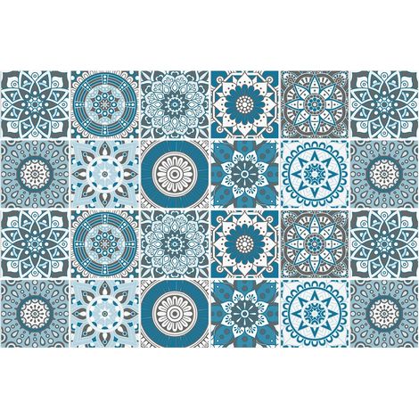 Dekorative marokkanische Mandala-Wandaufkleber 15 cm x 15 cm, selbstklebend, Vinyl, geeignet für Küchen und Badezimmer (24 Stück). (1/5)