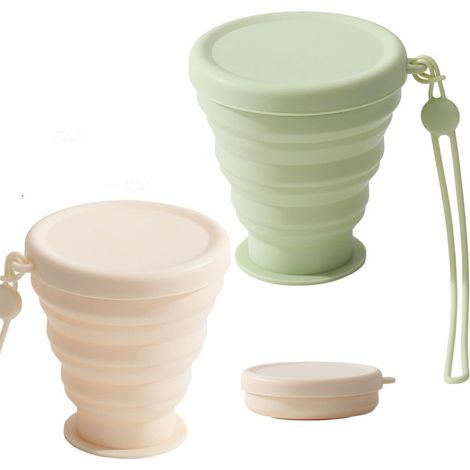 Gobelet pliable, 2 Pièces Faltbecher Silicone,200ml Pliable le travel mug avec Couvercle Réutilisable pour le Camping de plein air (1/5)