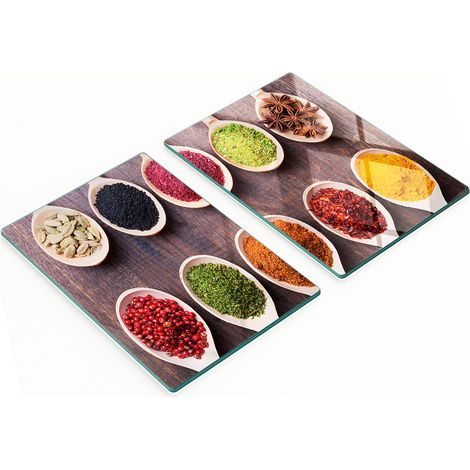 Pizarras de vidrio duraderas y elegantes con un colorido estampado de especias, 2x40x52 cm.