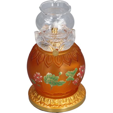 Lampe à huile Bouddha émaillée à motif floral pour temples, églises, boutiques et offrandes de sacrifices (1/5)