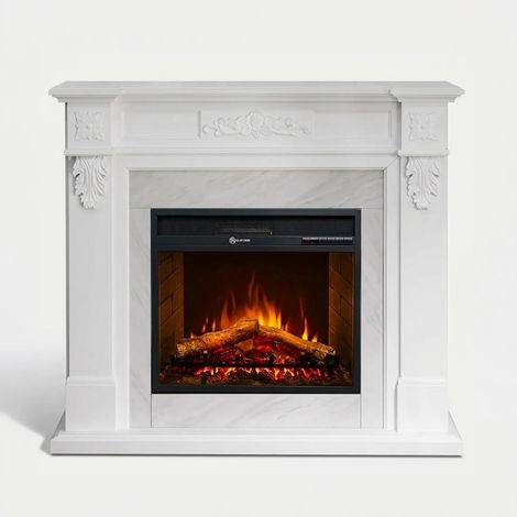 Divina Fire – Cheminée électrique sur pied effet marbre blanc – Dimensions L121 x P38 x H108 cm – Puissance 900/1800W – Télécommande incluse (1/5)