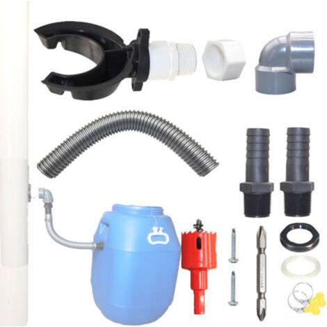 Système de récupération d'eau de pluie pour descentes de gouttière Ø 100-110 mm, Système de récupération d'eau de pluie pour toitures jusqu'à 80 m², Collecteur d'eau de pluie, Collecteur d'eau avec ac (1/4)