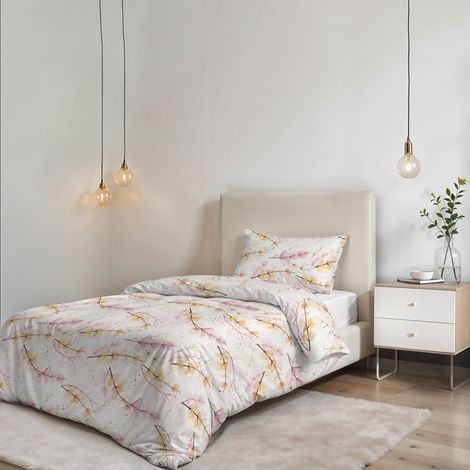 Parure de Housse de Couette sans Repassage - Ensemble Housse de Couette - Lit 1 Place, Microfibre - Housse 150x200 cm + Rabat et 1 taie d'oreiller 50x80 cm - Bouquet Rosa (1/5)