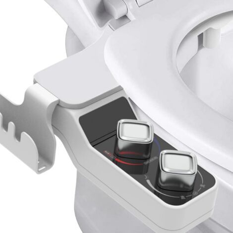 Bidet pour toilettes, non électrique, pliable, fixation avec support de téléphone portable, bouton pression d'eau chaude/froide réglable et pression de pulvérisation d'eau pour WC, douche des fesses (1/5)