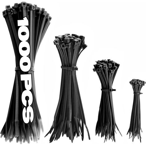 Lot de 1000 Colliers de Serrage en Nylon – 4 Tailles – Serre-câbles Autobloquants Résistants pour Atelier, Jardin et Maison (1/5)