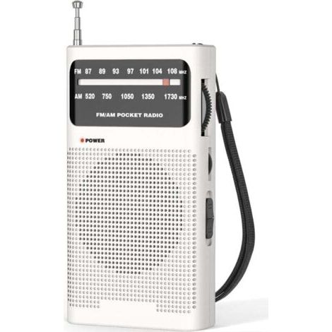 Petite radio, radio FM/AM portable, radio à batterie de poche, excellente réception et qualité sonore, blanc (1/4)