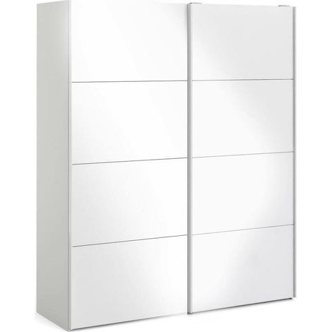 Dmora - Guardaroba 2 ante Emeraude, Mobile camera da letto, Cabina armadio portabiti, Armadio appendiabiti, 182x61 h220 cm, Bianco lucido