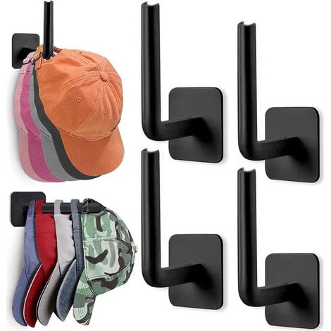 Lot de 4 porte-casquettes muraux pour la plage et l'hiver, idéaux pour la chambre, l'armoire, le dressing ou le vestiaire. (1/4)