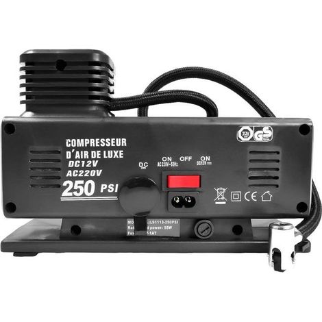 Compresseur d'air portable - AVIZAR - 120W - 250 PSI - 220–240V/12V - Noir