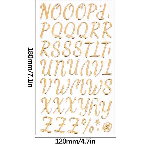 Stickers Lettres - Or Métallique Relief - Pour Carnet, Décoration Fêtes, Emballage Cadeaux - 26 Pièces (1/2)