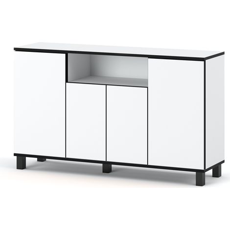 Commode BEST 140 cm - Blanche Mat - 4 Portes - Élégante et Spacieuse (1/5)