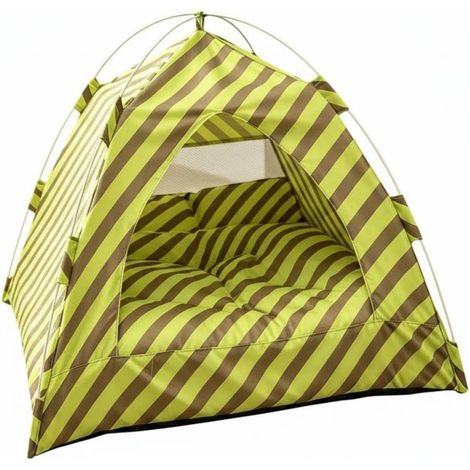 Stripe Shelter Tent Cat Tent Pet House Cat Bed Ventilated Cat Niche Soft Mesh Oxford Cloth Washable Cushion Foldable, 53-53-45cm (1/5)