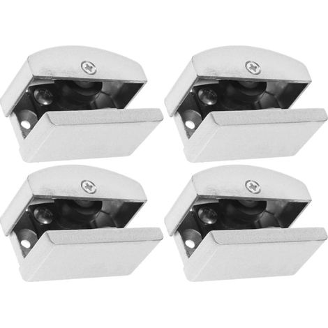 Guide Inférieur pour Porte Coulissante en Verre 5-14mm, Lot de 4 Pièces en Alliage D'aluminium Roulettes Réglables et Protection Anti-usure pour Salle de Bain (1/5)