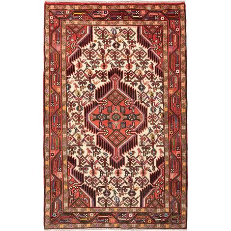 Tapis d'orient 77 x 125 cm, motif oriental, rouge, crème et marron, en laine nouée à la main, authentique (1/5)