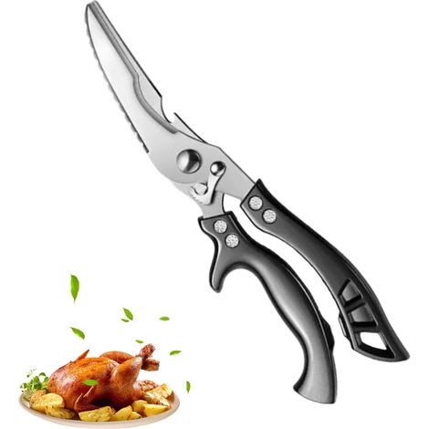 1 Paire Ciseaux De Cuisine Acier Inoxydable Ergonomique Volaille Viande Poisson