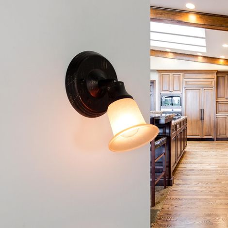 Wandlampe Braun verstellbar E14 Glas Metall Rustikal Flur Küche Wandleuchte