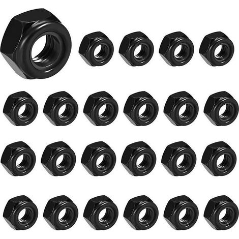 50Pcs Carbone Acier Auto Bloquant Écrou Hexagonal Nylon Insert Écrou M5 (1/5)