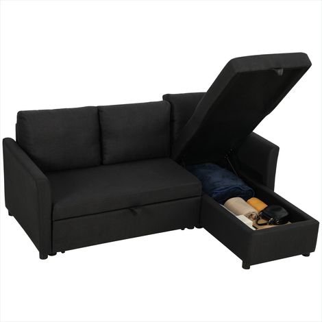 Canapé convertible d'angle 192 cm gris anthracite avec rangement (1/5)