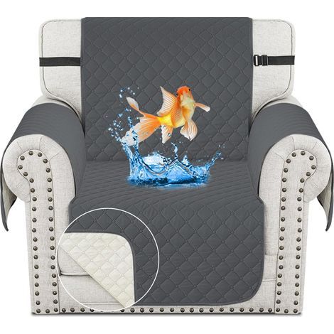 CHELZEN Waterproof Armchair Cover, Double-Sided Chair Sofa Cover, Dog Furniture Protector for Children's Living Room (1 Seater, Dark Grey) (1/5)