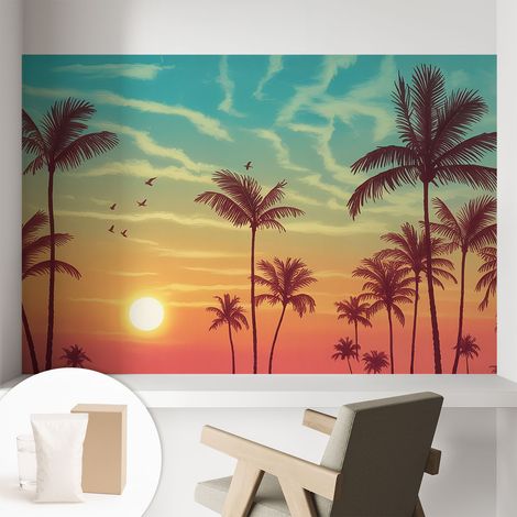 Papier peint intissé décoratif avec colle pour salon chambre et bureau Installation rapide Paysage tropical 104x70 cm (1/5)