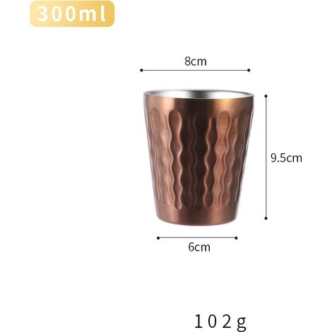 Mug isotherme à double paroi (Rose Gold 300 ml), en acier inoxydable 304, pouvant également servir de chope à bière.