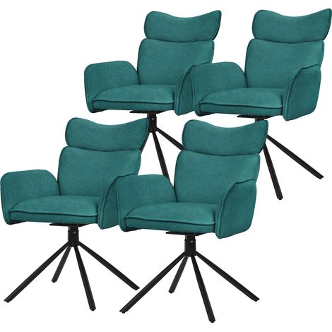 ML-Design Esszimmerstühle drehbar 4er Set Petrol mit Stoffbezug, Wohnzimmerstuhl mit Armlehne & Rückenlehne, 360° Drehstuhl, Polsterstuhl mit Stahlgestell, Sessel ergonomisch, Küchenstuhl Loungesessel (1/5)