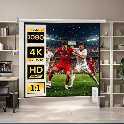 Toile de projection motorisée 85 pouces 4K pour plafond ou mur (1/5)