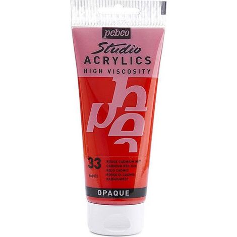 Peinture acrylique - Pébéo - Studio Acrylics - Rouge Cadmium - 100 ml - Satiné (1/2)