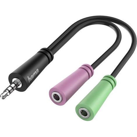 Hama 00200352 Jack Audio Cavo [1x Spina jack da 3.5 mm - 2x Presa jack da 3.5 mm] 0.15 m Nero (1/2)