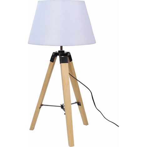Candellux lampada da tavolo Lugano legno bianca E27 68cm (1/3)